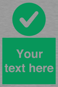 Custom green background, green circle with tick